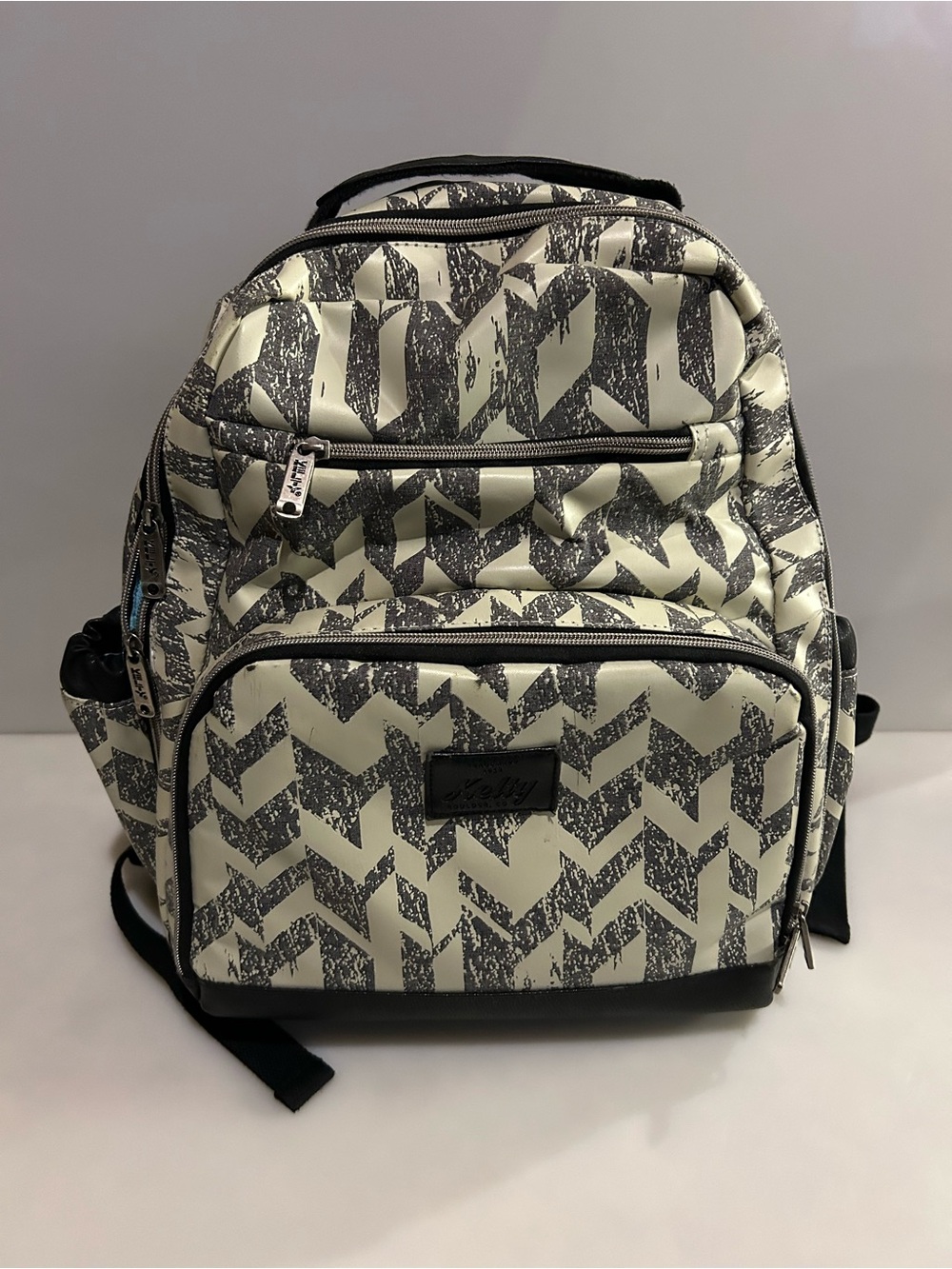 Kelty Gray & Tan Patterned Diaper Backpack Bag